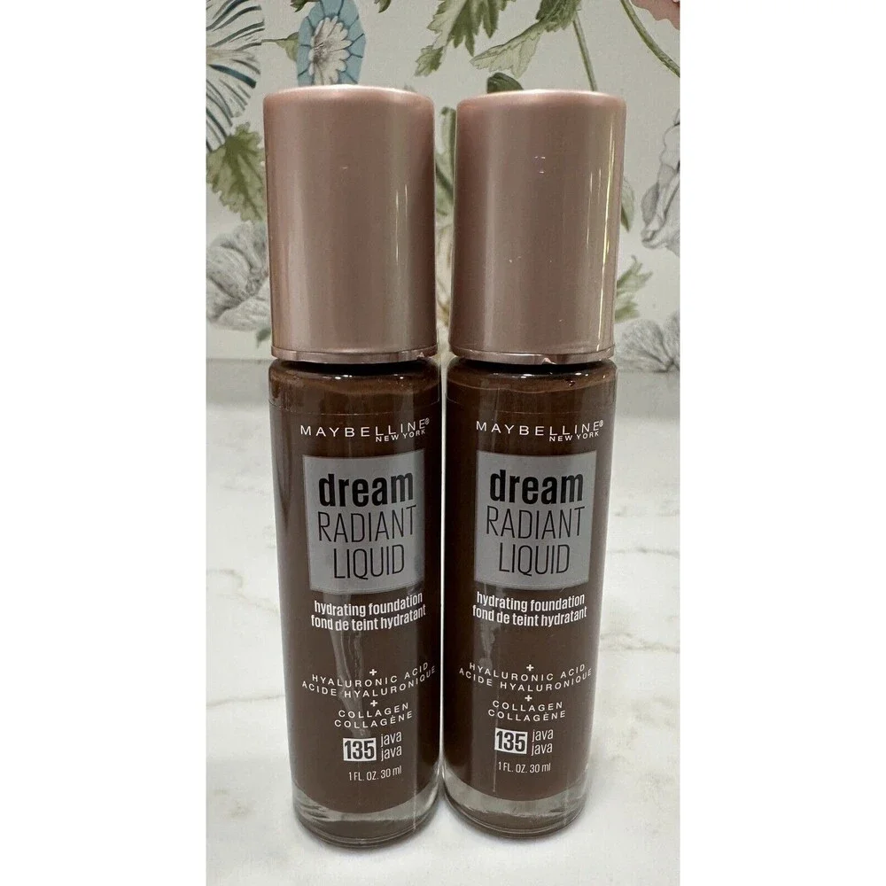 TWO Maybelline Dream Radiant Liquid Foundation Makeup Shade 135 Java 1 fl oz NEW